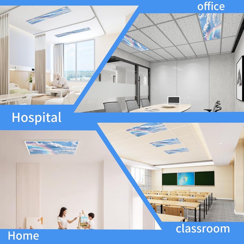 Torixqi 2pcs Fluorescent Light Covers - Light Covers for Ceiling Lights Classroom, Magnetic Light Filters for Office, Hospitals, Home 4 x 2 Feet (rainbow) - Image 5